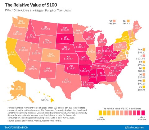 Here's How Much $100 Is Really Worth In Your State