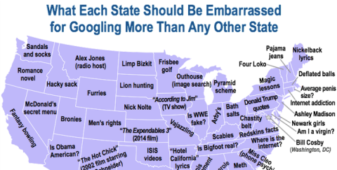 The Most Embarrassing Google Searches Mapped By State - Which One Is Yours?