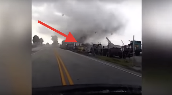 Scary! Watch What Happens When A Tornado Hits This Semi On A Florida Bridge
