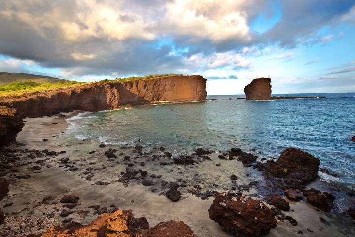 The Sweetheart Rock, a scenic legendary site on the island of Lanai in Hawaii.