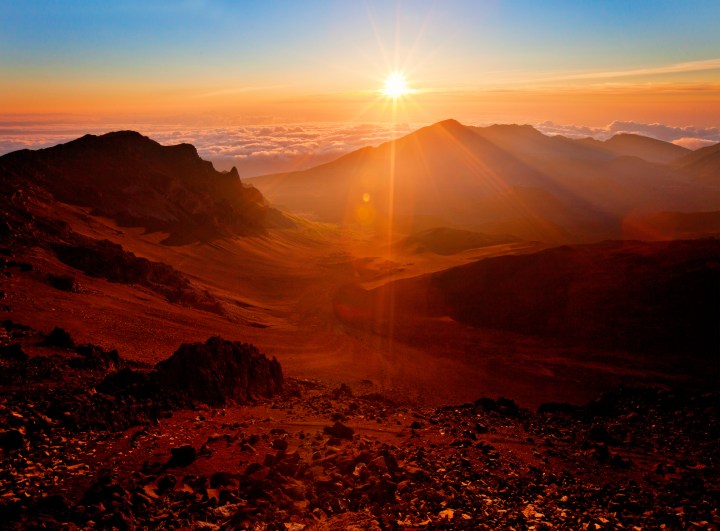 Sunrise at Haleakala National Park, Maui, Hawaii.