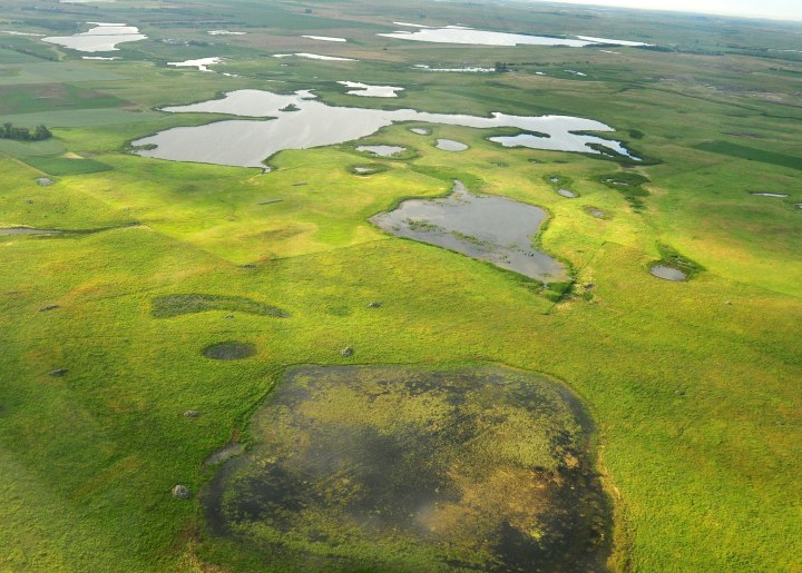 rassland conservation easement on Sand Lake Wetland Management District - aerial views in south dakota