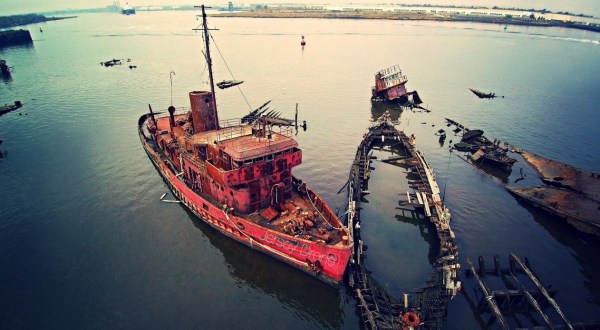 Someone Flew A Drone Over A Ship Graveyard In New York And The Footage Is Incredible