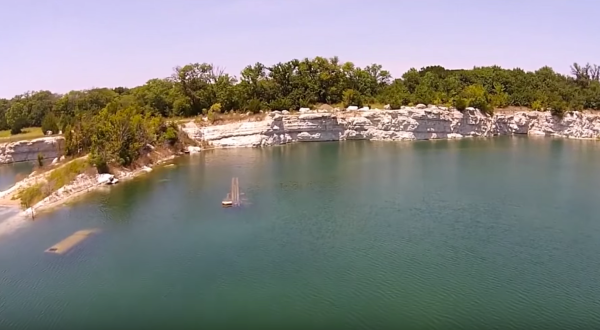 A Drone Captured Something Unbelievable While Flying Over A Flooded Quarry