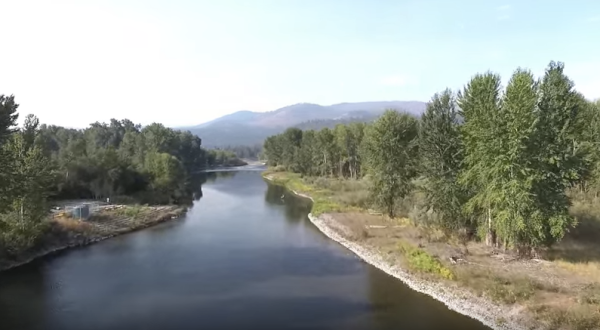 Take A Lovely Aerial Flyover Over This Beautiful River Island Near Missoula