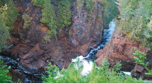 This Wisconsin Waterfall Flows Over Ancient Lava