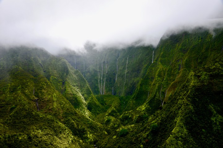 The Heart of Kauai: Mount Waialeale and the Weeping Wall, Hawaii. The wettest place of Earth due to orographic precipitation.