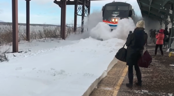 New York Train Unleashes An Epic Snow Tsunami And It Was All Caught On Film