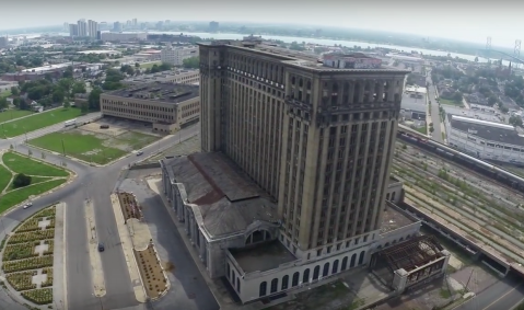 What This Drone Footage Captured At This Abandoned Detroit Train Station Is Truly Grim