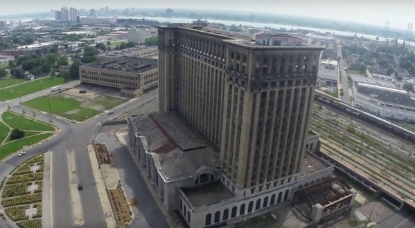 What This Drone Footage Captured At This Abandoned Detroit Train Station Is Truly Grim