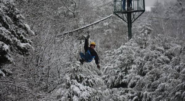 The Longest And Highest Zipline In Missouri Gives You A Breathtaking View Of The Winter Landscape