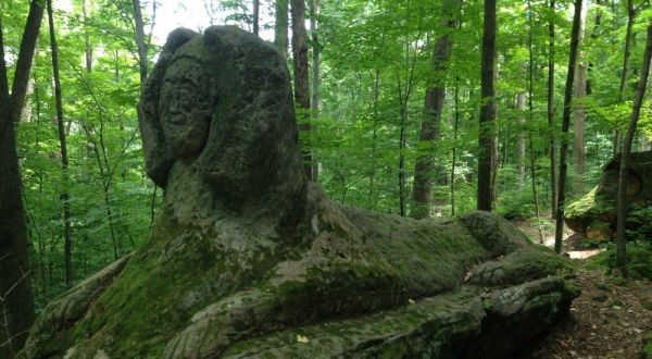 The Faces Carved Into These Ohio Ledges Make You Feel Like You Entered Another World