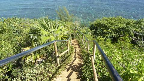 The Rickety Staircase That Leads To One Of Hawaii's Most Striking Beaches