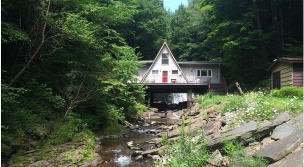 Enjoy Your Own Private Waterfall At This Secluded Cabin Getaway In New York