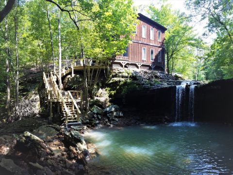 Enjoy Your Own Private Waterfall At This Secluded Cabin Getaway In Arkansas