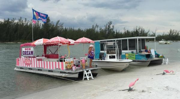 The Only Island In Florida With An Ice Cream Boat & Taco Boat Docked Every Day