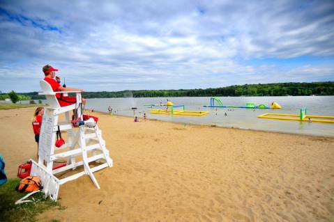 Summer In Greater Cleveland Isn't Complete Without A Road Trip To This Beach With An Inflatable Wonderland