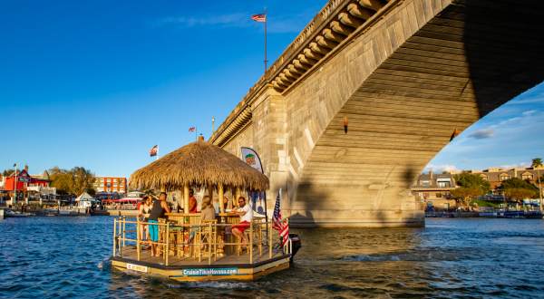 You Can Cruise Around Lake Havasu On This Floating Tiki Bar In Arizona