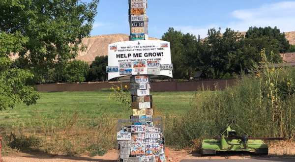 Visit The License Plate Pole In Utah To See A Quirky 81-Foot-Tall Tower Covered In License Plates