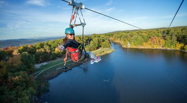 Zipline Through A Canopy Of Colorful Changing Leaves At Mountain Creek Zipline Tours In New Jersey