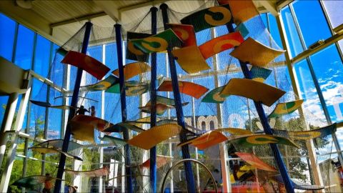 Only The Most Daring Will Climb To The Tippy Top Of This 35-Foot Lucky Climber At The Commons, A Free Indoor Playground In Indiana