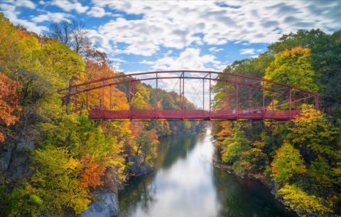 Walk Across Falls Bridge For A Gorgeous View Of Connecticut's Fall Colors