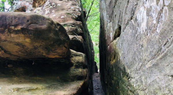 Squeeze Through Inches Of Rock Along The Popular Trail To Natural Bridge In Kentucky