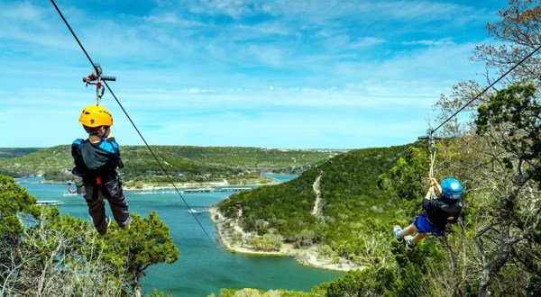 Take A Ride On The Longest Zipline In Texas At Lake Travis Zipline Adventures