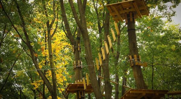 The Canopy Walkway At Frankenmuth Aerial Park Takes You High Above The Trees Near Detroit