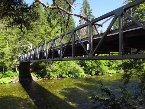 Walk Across A 160-Foot Suspension Bridge At Sims Flat Campground In Northern California