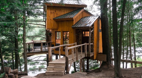 Experience The Fall Colors Like Never Before With A Stay At The Vermont Tree Cabin at Walker Pond