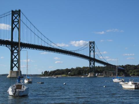Cruise Across The 1200-Foot Suspension Mount Hope Bridge In Rhode Island