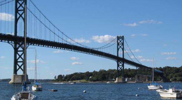 Cruise Across The 1200-Foot Suspension Mount Hope Bridge In Rhode Island