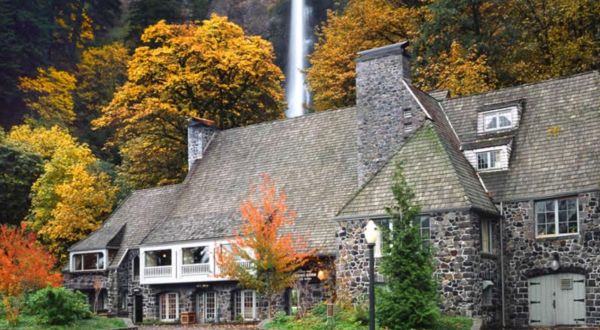 You’ll Be Surrounded By Vibrant Fall Foliage When You Dine At Multnomah Falls Lodge In Oregon