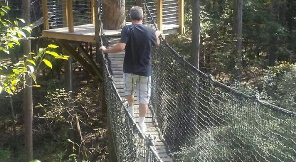 Venture Across The Swinging Bridge At Lynches River County Park In South Carolina, If You Dare