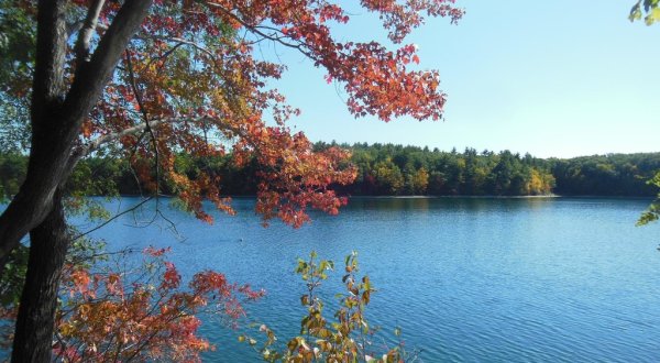 Take In Some Of The Most Gorgeous Fall Foliage At Walden Pond In Massachusetts