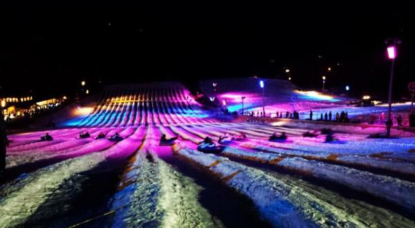 Try The Ultimate Nighttime Adventure With Galactic Snow Tubing At Camelback Mountain In Pennsylvania
