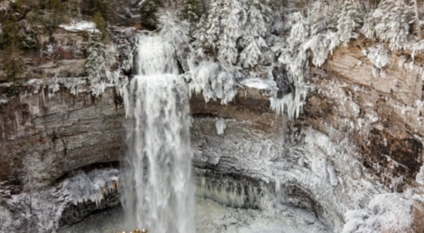 Hike To See The Frozen Beauty Of Fall Creek Falls, Tennessee’s Largest Waterfall