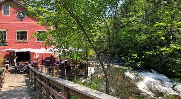 Enjoy Incredible Food In A Bookmill Beyond The Trees At The Alvah Stone In Massachusetts