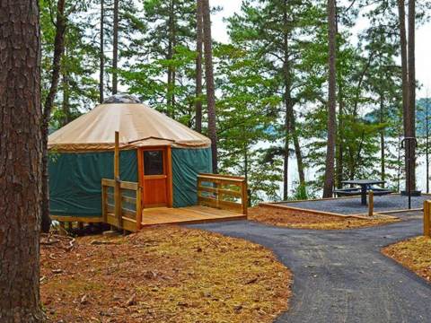 Spend The Night In An Authentic Yurt In The Middle Of Georgia's Lake Hartwell