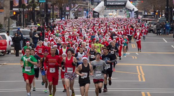 Hundreds Of Santas Descend Upon Manchester Every Year During The Santa Claus Shuffle In New Hampshire