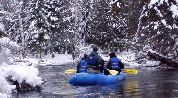 Take A Magical Winter Raft Trip Down The Sturgeon River With Big Bear Adventures In Michigan