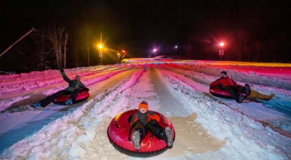 Try The Ultimate Nighttime Adventure With Galactic Snow Tubing At Snowshoe Mountain In West Virginia