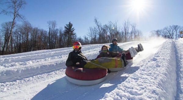 With A Vertical Drop Of More Than 100 Feet, The Most Exciting Tubing In Wisconsin Is Found At Nordic Mountain