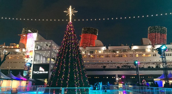 The Historic Ship With A Haunted Past, The Queen Mary, Turns Into A Christmas Wonderland Each Year In Southern California