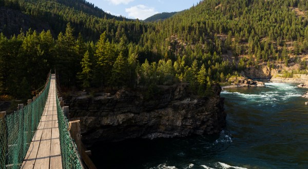 See The State’s Largest Waterfall From This Swinging Bridge In Montana