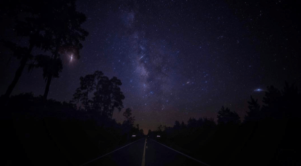 View The Bright Winter Night Sky In A Near-Pristine State At Stephen C. Foster State Park In Georgia