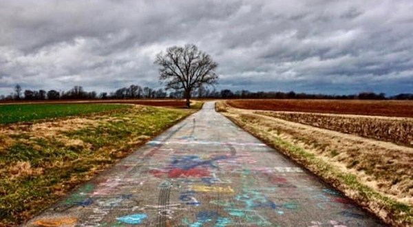 Drive Along Spray Paint Road, A Work Of Art In The Middle Of A Cornfield In Kentucky
