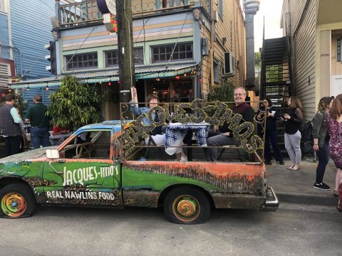 Eat Scrumptious Shrimp & Alligator Cheesecake In The Bed Of A Pick-Up Truck At Jacques-Imo’s, A Quirky Eatery In New Orleans