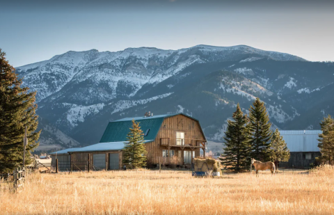 REDIRECTED You'll Have A Front Row View Of The Bridger Mountains At This Cozy Cabin In Montana